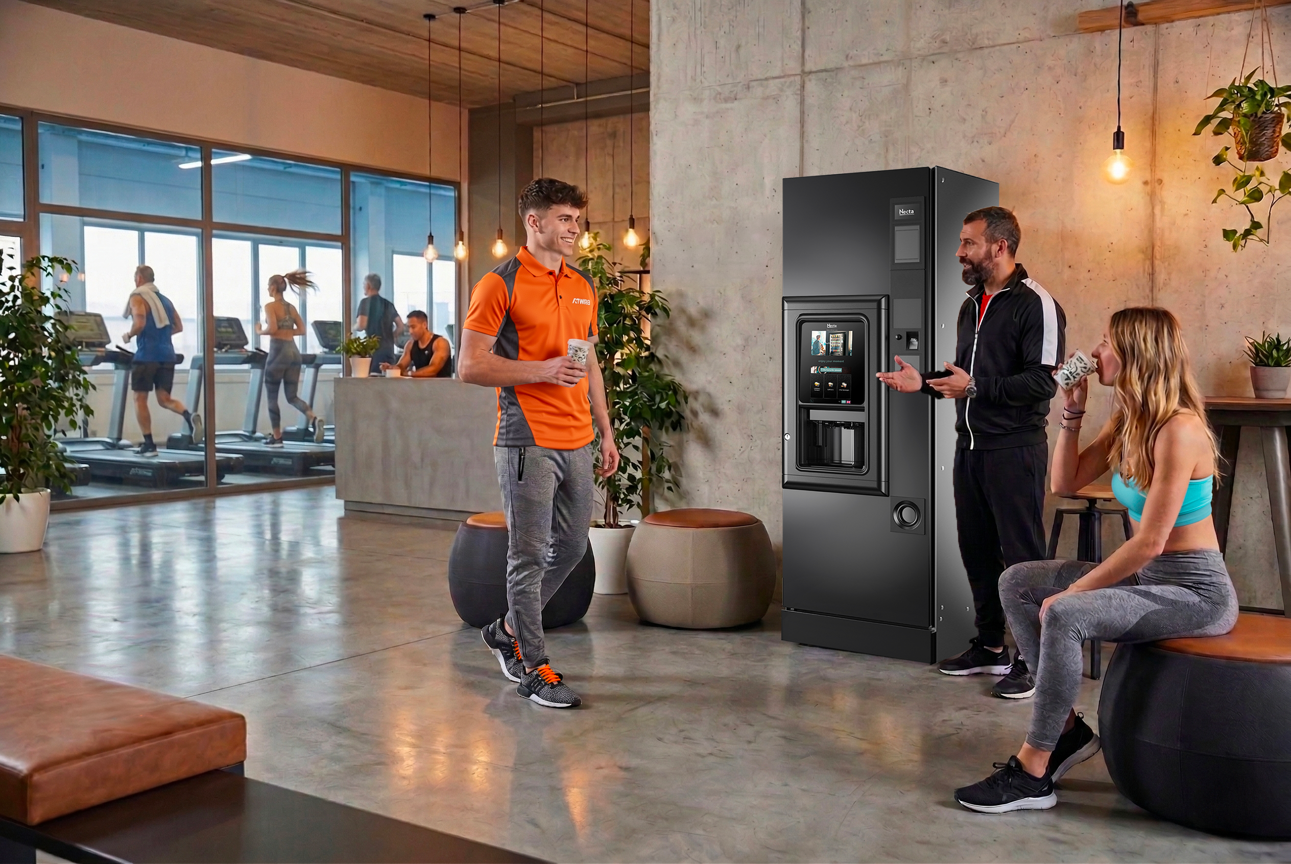 Kávový automat NECTA Barista 600 Touch ve společenském prostoru sportovního centra